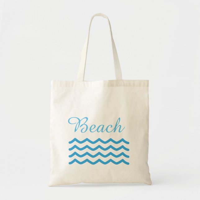 Bolso De Tela Playa de verano de las olas azules (Frente)
