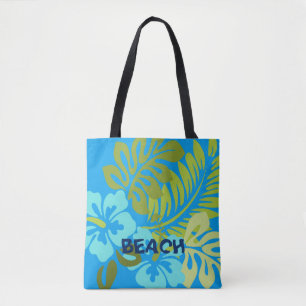 Bolso De Tela Playa hawaiana floral tropical colorida del