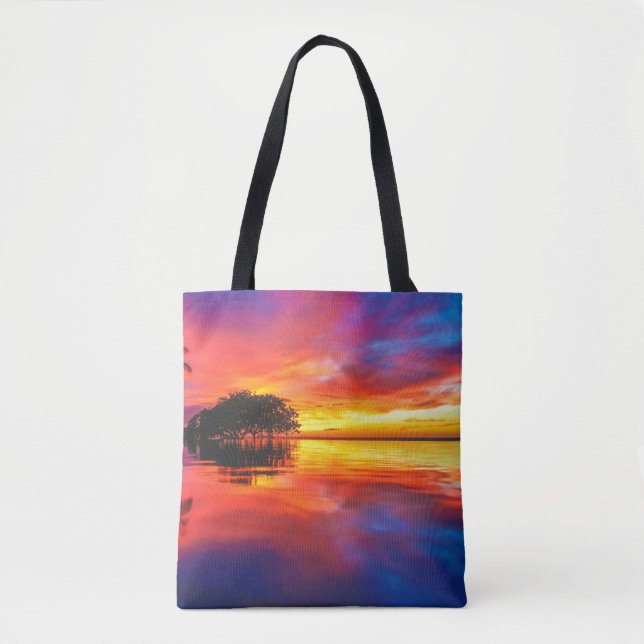 Bolso De Tela Playa majestuosa de la puesta del sol el | Wailea, (Anverso)