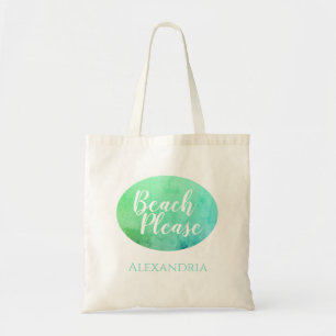Bolso De Tela Playa personalizada Por Favor Verde azulada Playa