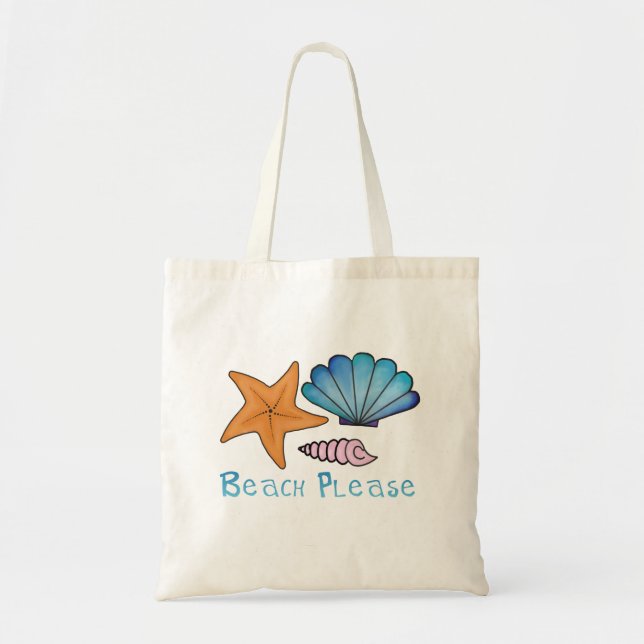 Bolso De Tela Playa por favor con conchas (Frente)