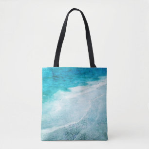 Bolso De Tela Playa Retro - Color de agua del océano azul Verde