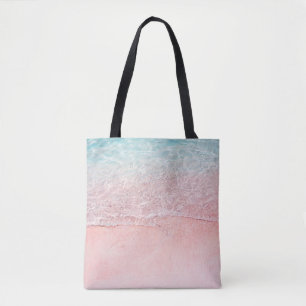 Bolso De Tela Playa rosa y ola de salpicaduras