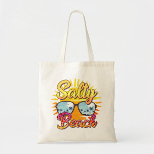 Bolso De Tela Playa Salty Sol tropical y árbol de palmas