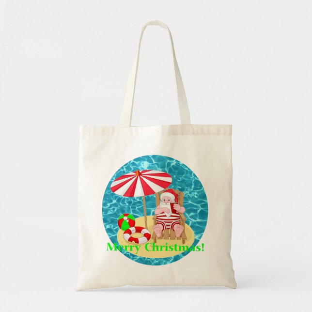 Bolso De Tela playa santa claus (Frente)