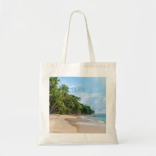 Bolso De Tela Playa Tahiti Sand Blue Sky Palm Trees
