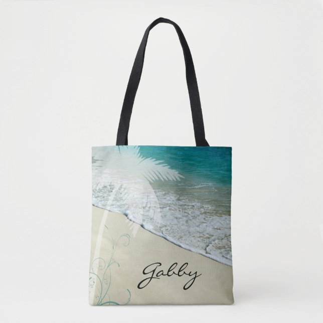 Bolso De Tela Playa Tropical (Anverso)