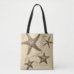 Bolso De Tela Playa Tropical Boda Starfish Flower Girl