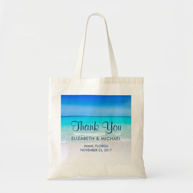 Bolso De Tela Playa tropical con Boda turquesa (Frente)