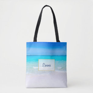 Bolso De Tela Playa tropical con mar de color turquesa personali
