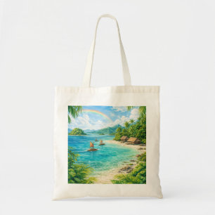 Bolso De Tela Playa Tropical de las Islas Salomón, Arcoíris y La