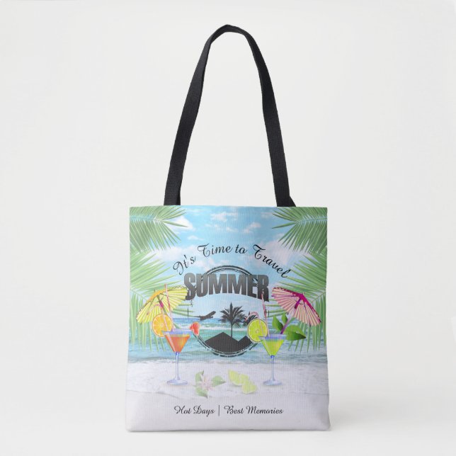 Bolso De Tela Playa tropical, vacaciones de verano | Personaliza (Anverso)