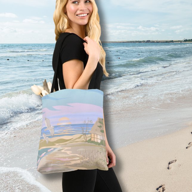 Bolso De Tela Playa veraniega del atardecer (Pastel Summer Beach Sunset Tote Bag)