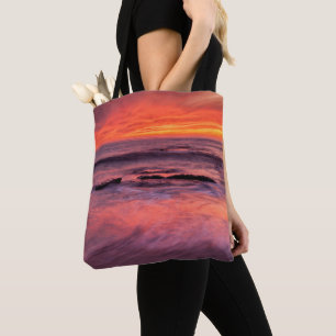 Bolso De Tela Playa Windansea Atardecer Rojo