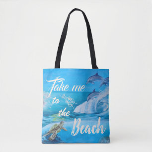 Bolso De Tela Playa y pintura de la vida marina