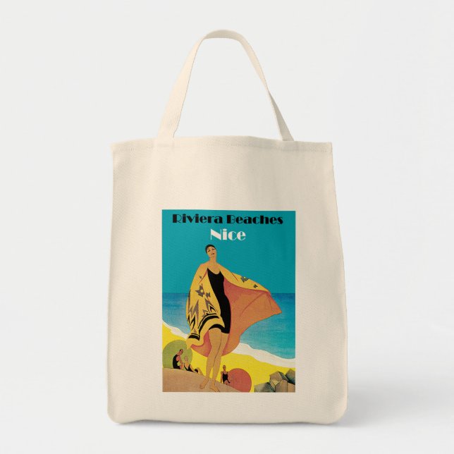 Bolso De Tela Playas Riviera ~ Niza (Frente)