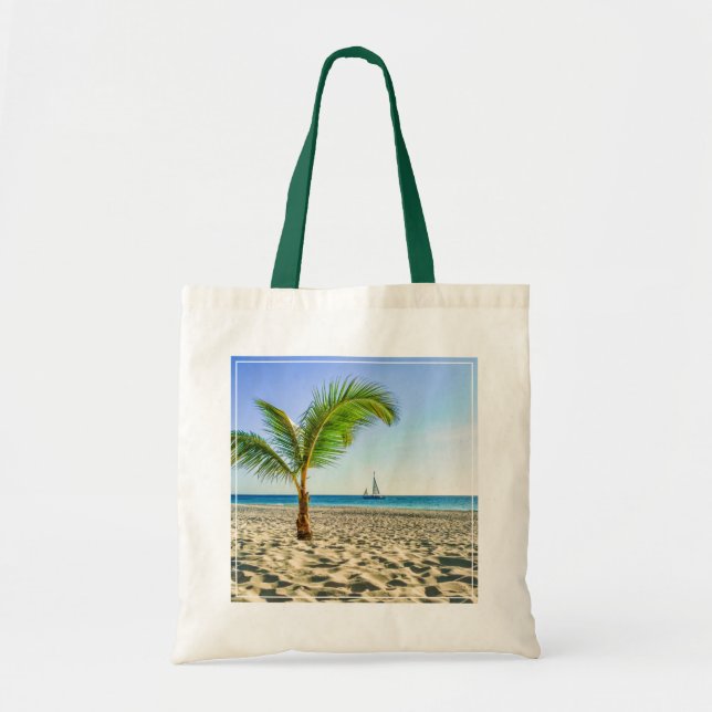 Bolso De Tela Playas tropicales | Barco de vela, palmera, Aruba (Frente)