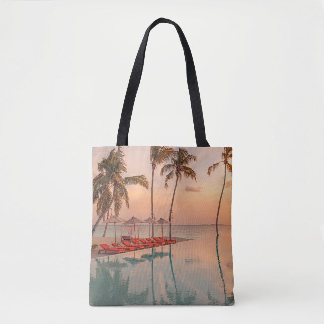 Bolso De Tela Playas tropicales | Playa y piscina tropical de Ma (Anverso)