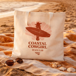 Bolso De Tela Playera del Club de Playa Coastal Cowgirl Retro Su