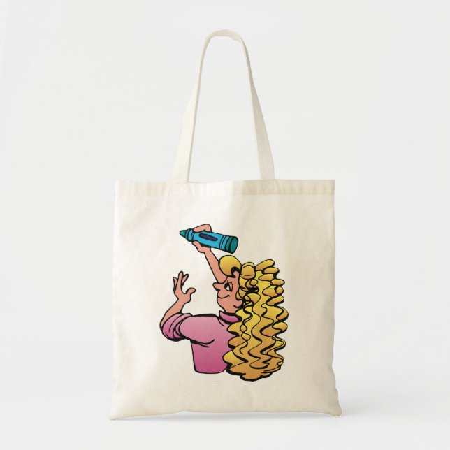 Bolso De Tela Playful Girl with Crayon (Frente)