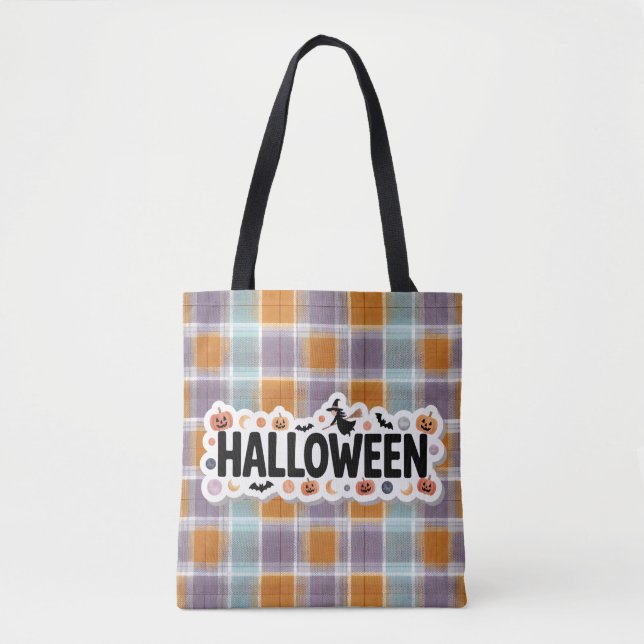 Bolso De Tela Playful Halloween Plaid (Anverso)