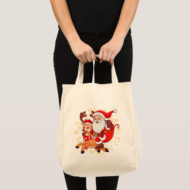 Bolso De Tela **"Playful Santa Claus Design – Fun and Festive Ch (Anverso (producto))