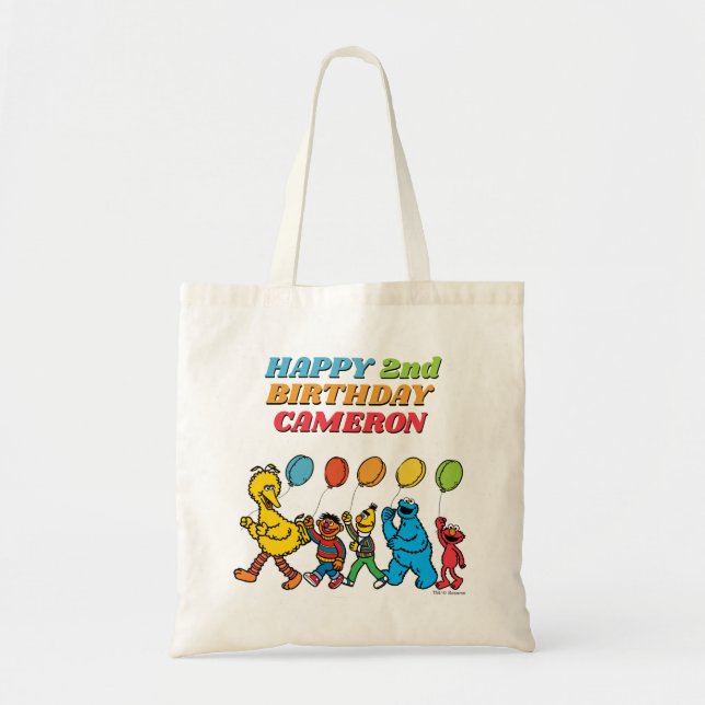 Bolso De Tela Plaza Sésamo | Globos de cumpleaños (Frente)