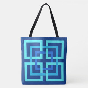 Bolso De Tela Plazas geométricas modernas, cobalto y azul cielo