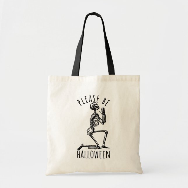 Bolso De Tela Please Be Halloween Spooky Season Skeleton Bones (Frente)