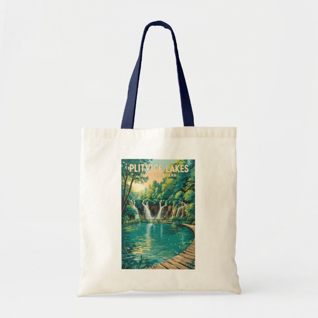 Bolso De Tela Plitvice Lakes National Park Illustration Travel (Frente)
