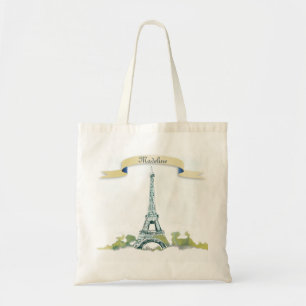 Bolso De Tela Pluma de la Torre Eiffel y boceto de tinta Persona