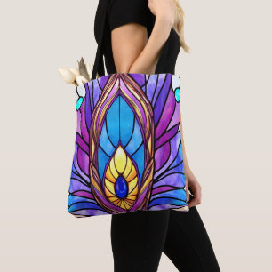 Bolso De Tela Pluma de pavo real de vidrio templado de estilo Ar