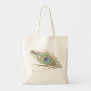 Bolso De Tela Pluma de pavo real personalizada
