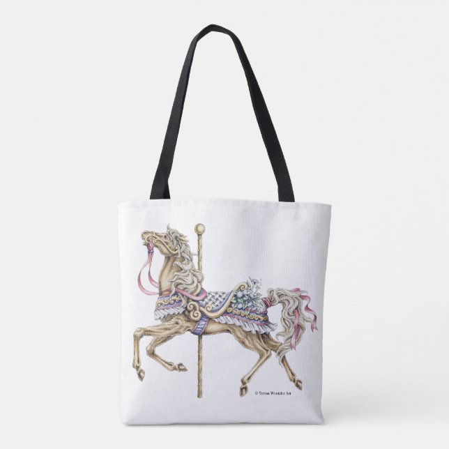 Bolso De Tela Pluma del caballo del carrusel de la primavera y (Reverso)