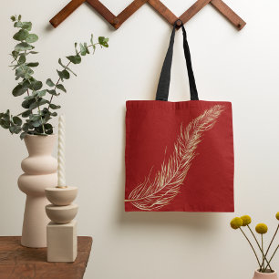 Bolso De Tela Pluma dorada