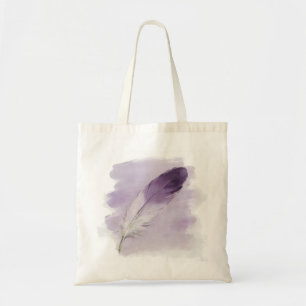 Bolso De Tela Pluma Morada Acuarela Boho Arte Suave Estético