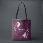Bolso De Tela Pluma morada Rubor Pink Floral Bridesmaid regalo T<br><div class="desc">El elegante y moderno tote floral de verano de dama de honor alberga un ramo de rosas acuáticos en tonos de ciruela morada, rosa polvoriento, salvia con hojas botánicas verdes y eucalipto. Encontrará más diseños y variaciones de mi tienda "blissweddingpaperie". Y no dudes en ponerte en contacto conmigo para seguir...</div>