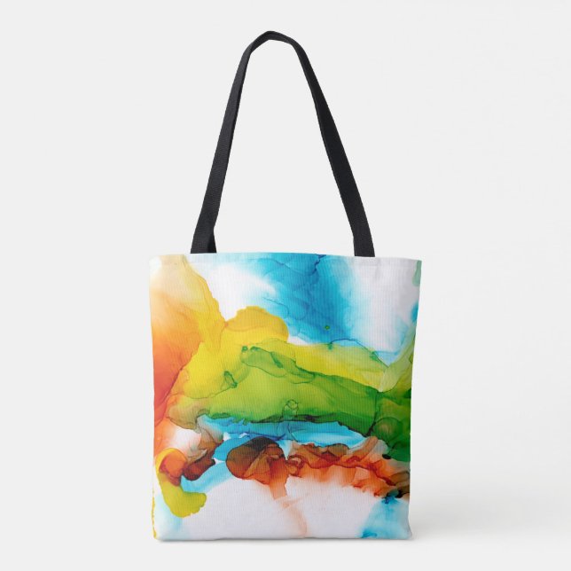 Bolso De Tela Pluma primaria - acuarelas (Reverso)