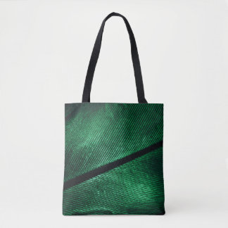 Bolso De Tela Pluma Verde, Hermosa Textura De Patrón.