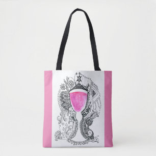 Bolso De Tela Pluma y tinta de la copa de vino rellena sobre acu