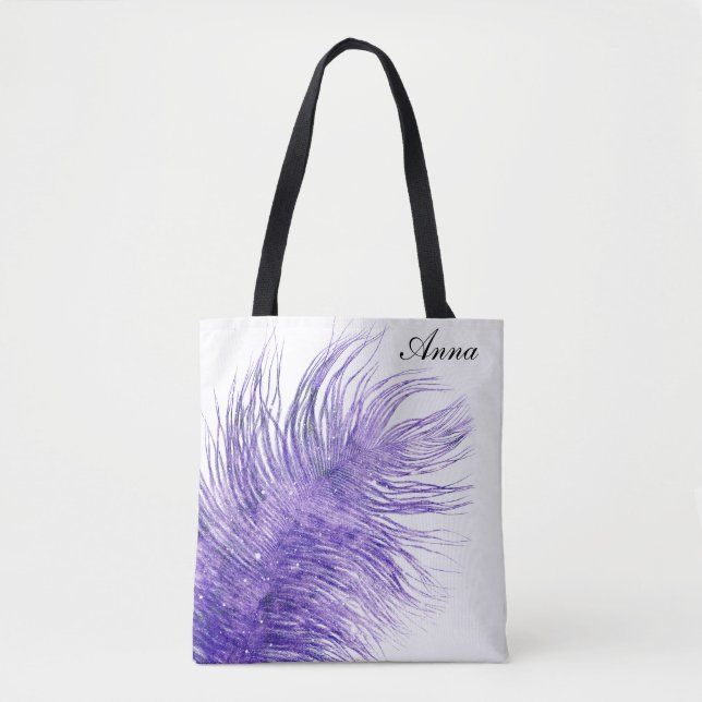 Bolso De Tela *~* Plumas celestiales de la Lavanda Pastel Cósmic (Anverso)