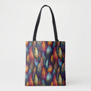 Bolso De Tela Plumas Coloridas Vibrantes