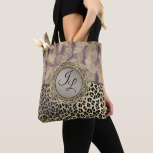 Bolso De Tela Plumas de moda con monograma de impresión Leopard