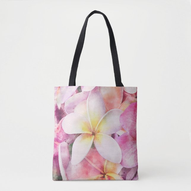 Bolso De Tela Plumeria tropical de Hawái (Anverso)