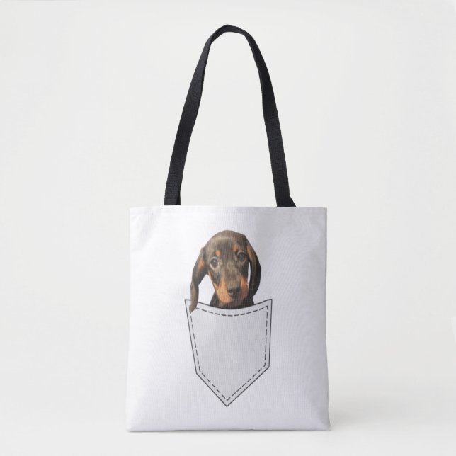 Bolso De Tela Pocket Dog Dachshund (Anverso)