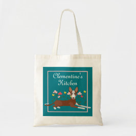 Bolso De Tela Podenco Dog Girly Floral Blue Retro personalizado