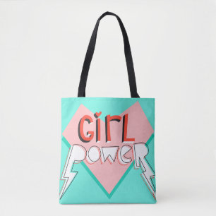 Bolso De Tela Poder chica. Diseño lindo con eslogan gráfico br