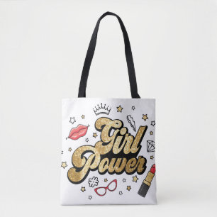 Bolso De Tela Poder chica: Purpurina feminista vintage.