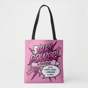 Bolso De Tela Poder de Chica Rosa Personalizado Fin de Semana de