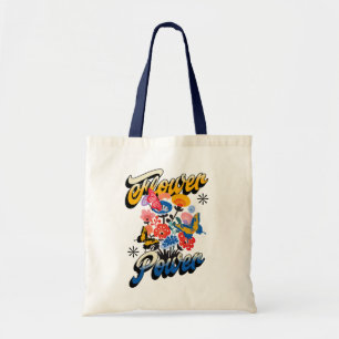 Bolso De Tela Poder de Flor Retro Mariposa Hippie Vintage